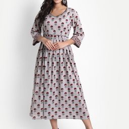 githaan Grey & iris Floral Midi Dress-image-10
