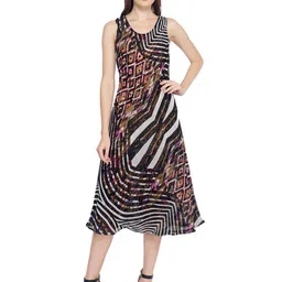 TSM Black Georgette A-Line Midi Dress-image-50