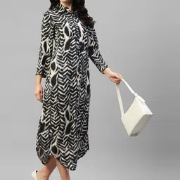 DEEBACO Printed Shirt Midi Dress-9