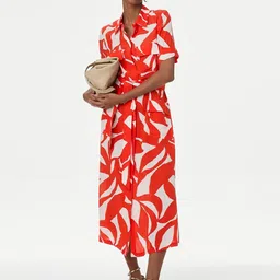 Marks & Spencer Abstract Printed Shirt Midi Dress-picture-54
