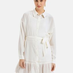 Kazo Cuffed Sleeve Shirt Mini Dress-picture-22