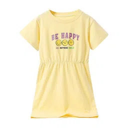 StyleCast Yellow Typography Printed Cotton T-shirt Dress-17