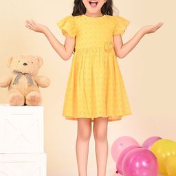 LilPicks Girls Self Design Flared Sleeves Cotton Fit & Flare Dress-image-89