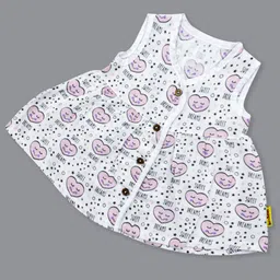Born Babies Infant Girls Conversational Printed Gathered Organic Cotton A-Line Dress-image-31