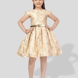 BAESD Girls Floral Self Design Belted Fit & Flare Dress-picture-56