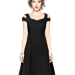 BAESD Sweetheart Neck Cold-Shoulder SleevesFit & Flare Dress-image-86