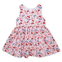 BAESD Girls Conversational Print Round Neck Sleeveless Fit & Flare Dress-image-97