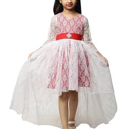 BAESD Girls Self Design Satin Fit & Flare Dress-image-52