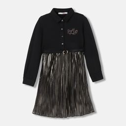 ELLE Girls Embellished Shirt Collar Full Sleeves Fit & Flare Dress-picture-20