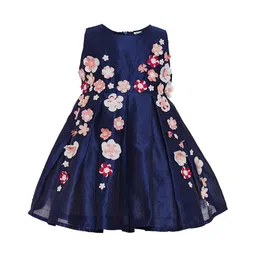 A Little Fable Girls Embellished Round Neck Applique Fit & Flare Dress-picture-19