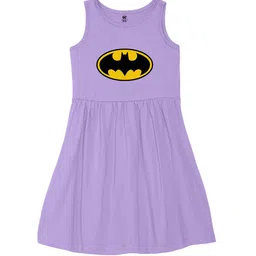 Wear Your Mind Girls Round Neck Batman Printed Pure Cotton A-Line Dress-picture-24