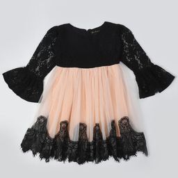 Bella Moda Girls Self Design Round Neck Bell Sleeve Fit & Flare Dress-picture-7