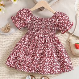 BAESD Floral Print Puff Sleeve Fit & Flare Dress-image-58