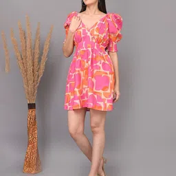 IQRAAR Floral Print Puff Sleeve Fit & Flare Dress-image-29