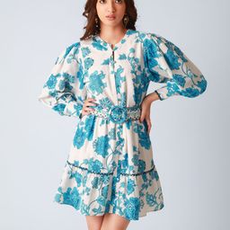 Strong And Brave Floral Printed Cuffed Sleeve Fit & Flare Dress-49