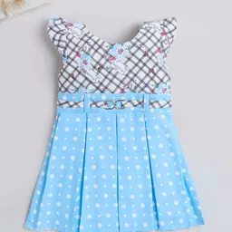 The Magic Wand Girls Polka Dot Print Flutter Sleeve Fit & Flare Dress-43