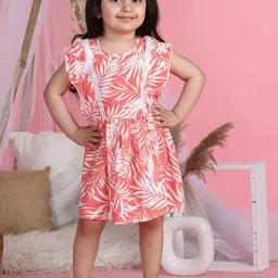 Cutiekins Girls Floral Printed Cotton Flared Flutter Sleeve Fit & Flare Dress-image-50