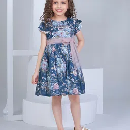 Peppermint Floral Print Flutter Sleeve Fit & Flare Dress-image-22