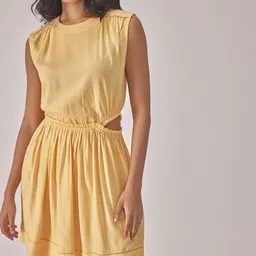 The Label Life Round Neck Cut-Outs Cotton Fit & Flare Dress-image-29