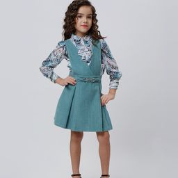 Peppermint Girls V-Neck Sleeveless Pleated Pinafore Dress-picture-45
