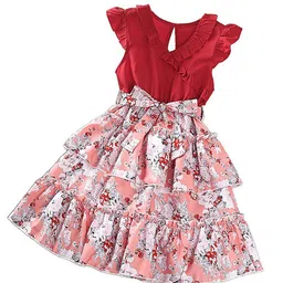 StyleCast x Revolte Girls Red & White Floral Printed Layered Fit & Flare Dress-picture-18