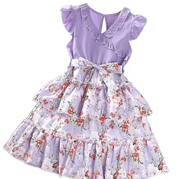 StyleCast x Revolte Girls Purple & White Floral Printed Layered Fit & Flare Dress-picture-47
