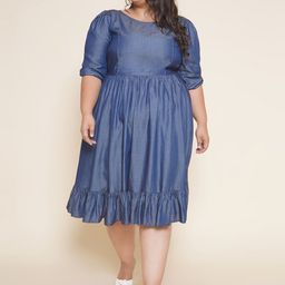Kiaahvi by JOHN PRIDE Plus Size Denim Fit & Flare Dress-image-58