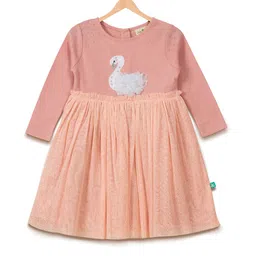 JusCubs Infant Girls Embellished Self Design Cotton Fit & Flare Dress-17