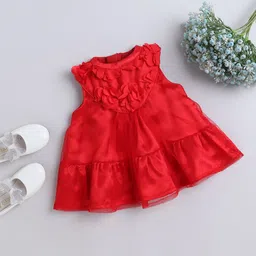 MANY FROCKS & Kids-Girls Round Neck Satin Fit & Flare Dress-image-52