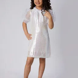 Peppermint Striped Cold-Shoulder Net Fit & Flare Dress-picture-16