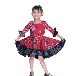 BAESD Girls Floral Bell Sleeve Crepe Fit & Flare Dress-picture-16