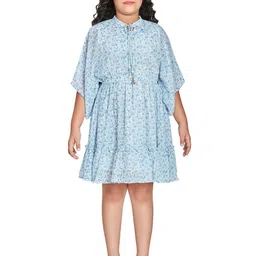 Peppermint Girls Abstract Printed Kimono Sleeves Fit & Flare Dress-7