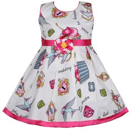 Wish Karo Girls Conversational Printed Sleeveless Corsage Cotton Fit & Flare Dress-image-43