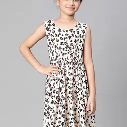 Oxolloxo Girls Floral Printed Sleeveless A-Line Dress-image-95
