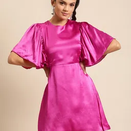 DODO & MOA Flared Round Neck Opaque Fit & Flare Dress-picture-56