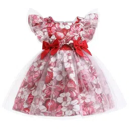 BAESD Girls Flutter Sleeve Floral Fit & Flare Dress-20