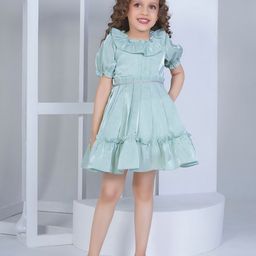Peppermint Girls Puff Sleeve Ruffled Fit & Flare Dress-image-60