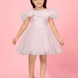 BAESD Girls Self Design Net Fit & Flare Dress-picture-10