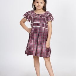 IDAA Checked Peter Pan Collar Fit & Flare Dress-image-27