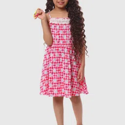 CACA CINA Red Checked Fit & Flare Dress-image-50
