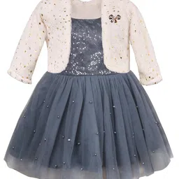 Wish Karo Girls Embellished Round Neck Net Tie-Up Pleated Fit & Flare Dress With Shrug-picture-13