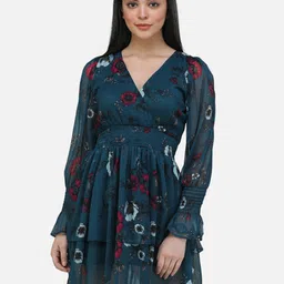 BAESD Women Floral Print Puff Sleeve Fit & Flare Dress-image-90