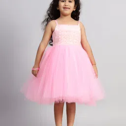 Toy Balloon kids Girls Self Design Net Fit & Flare Dress-image-75
