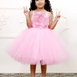 Toy Balloon kids Girls Self Design Net Fit & Flare Dress-image-79