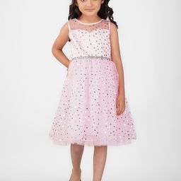 Toy Balloon Girls Boat Neck Embellished Sleeveless Fit & Flare Dress-image-27