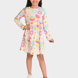 BONKIDS Girls Floral Print Cotton Fit & Flare Dress-image-29
