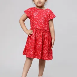 Biglilpeople Red Floral Print Fit & Flare Dress-image-60