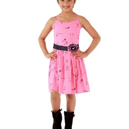 Kids Cave Girls Floral Print Fit & Flare Dress-picture-7