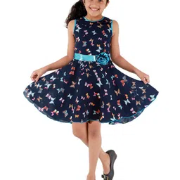 Kids Cave Girls Floral Print Fit & Flare Dress-picture-18