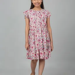 Cantabil Girls Floral Printed Fit & Flare Dress-picture-36